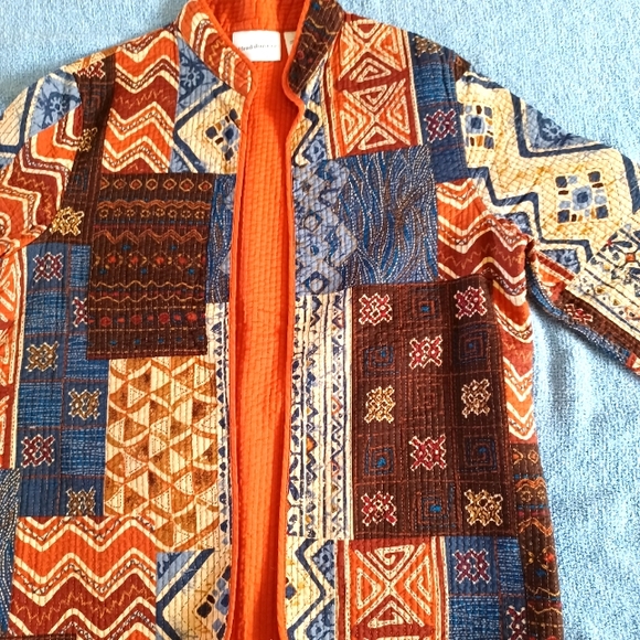 NWOT Alfred Dunner Patchwork Open Front Rich Colors Quilted Jacket/ Blazer Sm - Picture 7 of 9